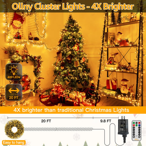 Ollny Cluster Lights show eight modes for versatile holiday effects.