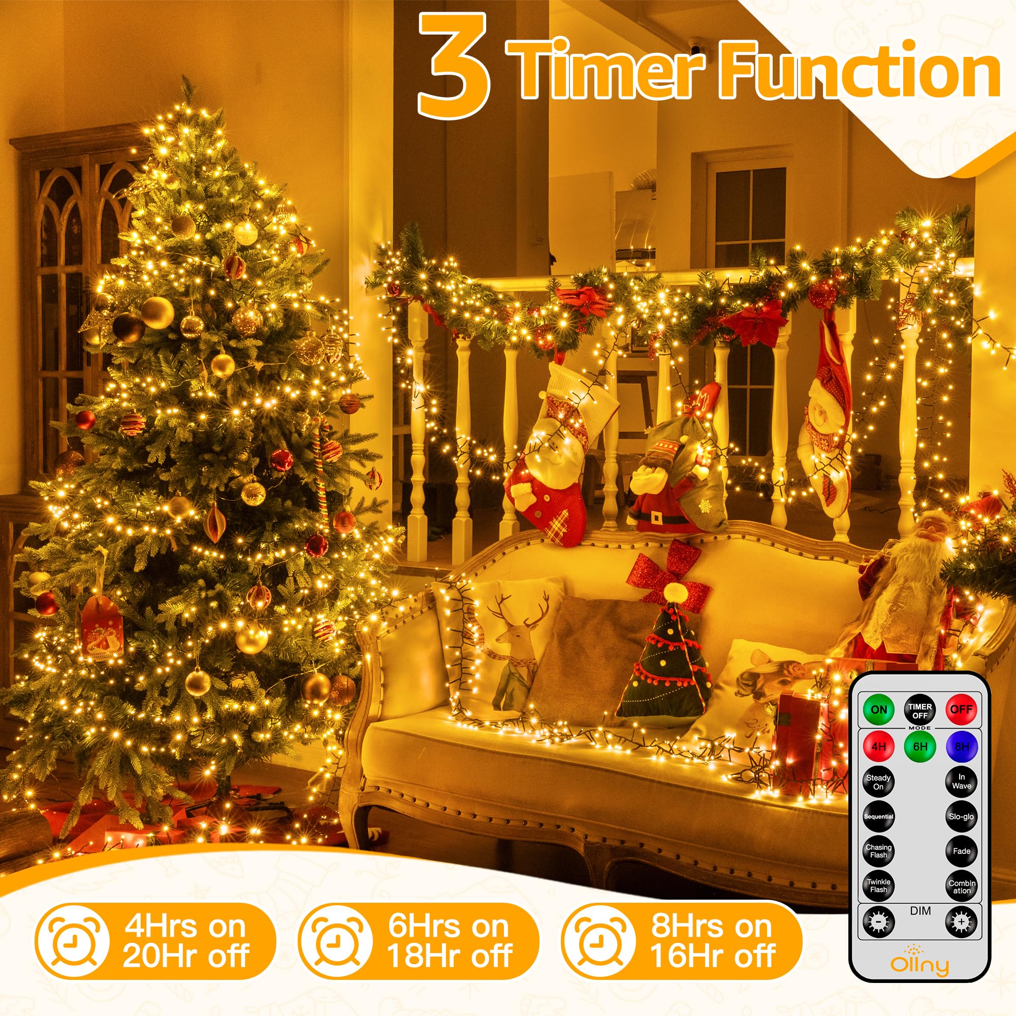 Ollny cluster lights remote control for easy mode changes from a distance