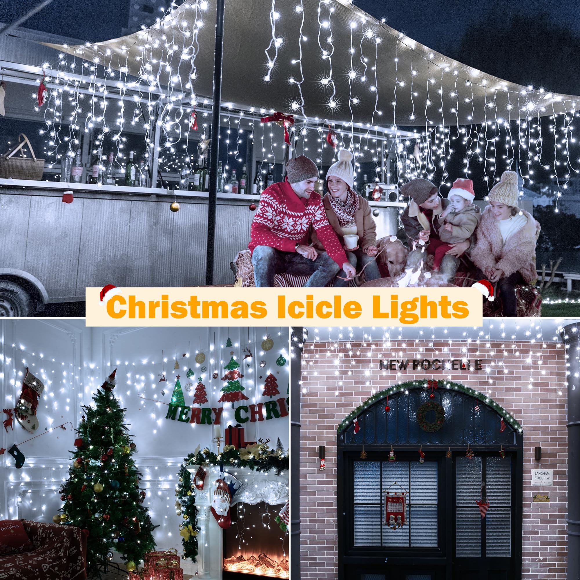 Ollny icicle lights low voltage 29V for safer outdoor celebration setup.