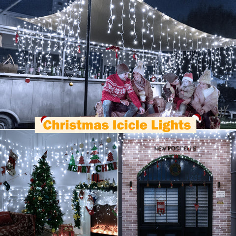 Ollny icicle lights low voltage 29V for safer outdoor celebration setup.
