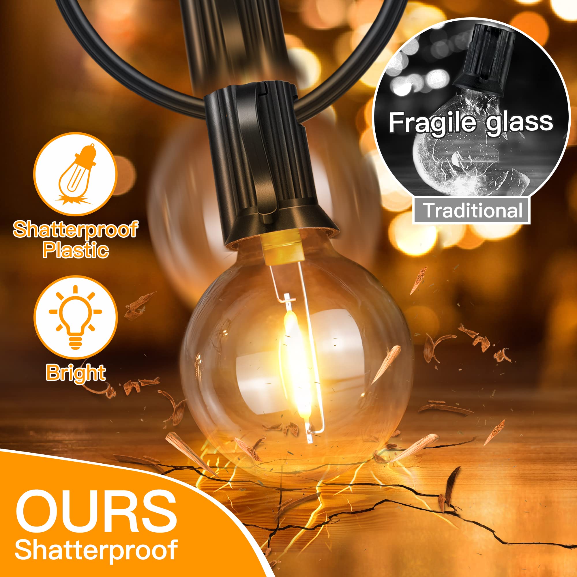 Ollny waterproof connectable outdoor lights endure weather for year-round use.