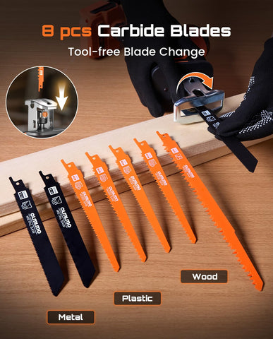olmlmo variable-speed control from 0 to 3200 SPM enables precise cuts in wood and metal
