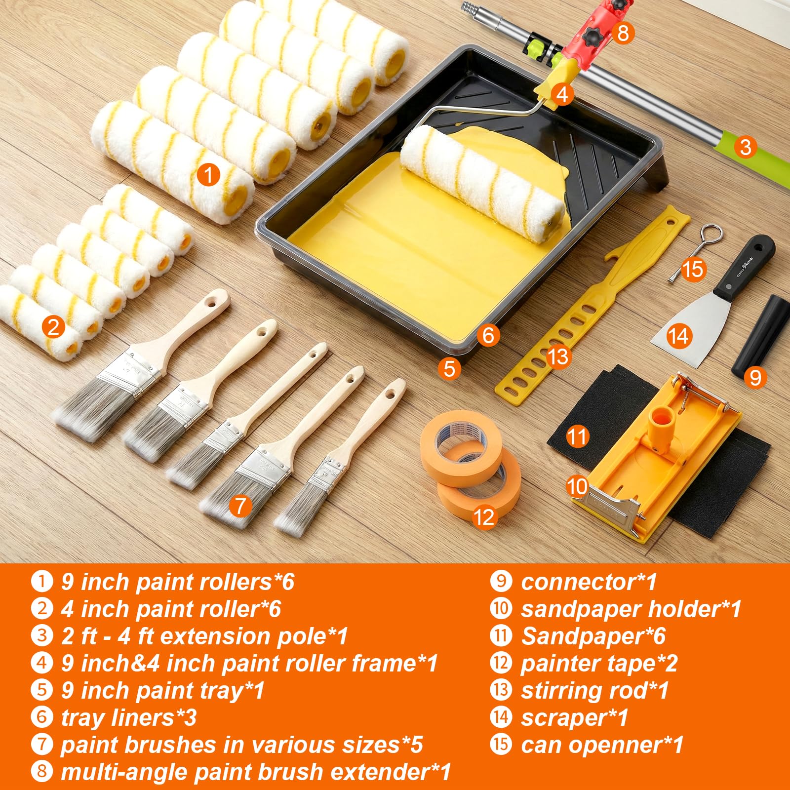 Olerqzer 9-inch roller for large surfaces and fast work.