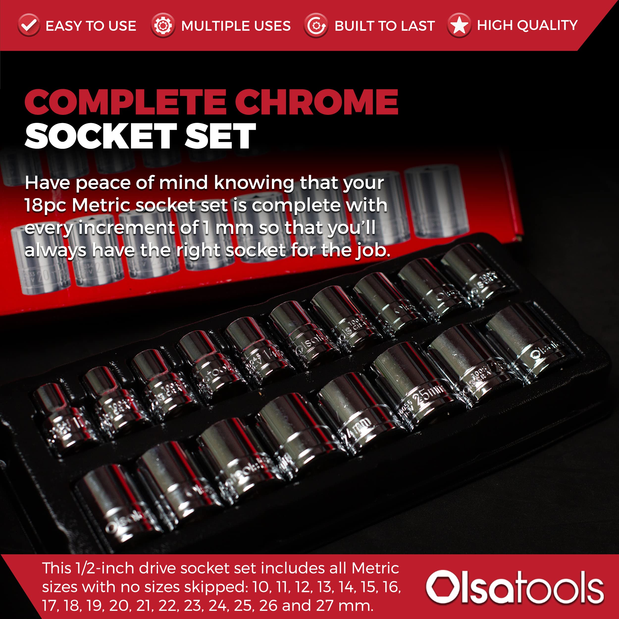 Olsa Tools 6-point socket design close-up showing reduced rounding capability.
