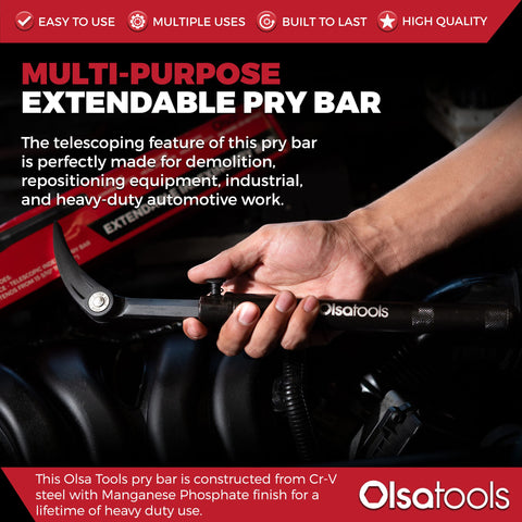 Olsa Tools automotive pry bar ideal for mechanics and panel removal tasks