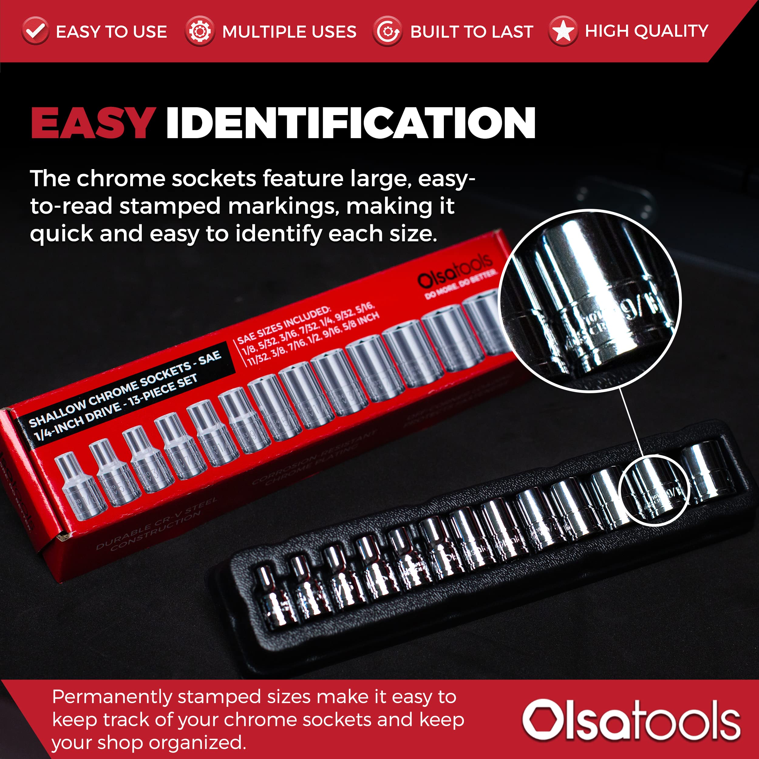 Olsa Tools chrome plated finish close-up highlighting corrosion resistance