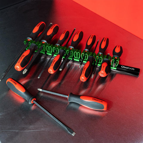 Olsa Tools Magnetic Screwdriver Organizer foam layer protecting mounting surface during use