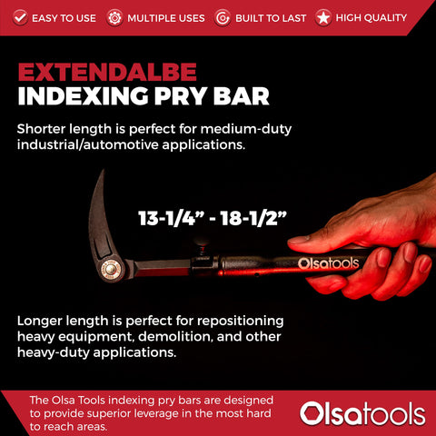 Olsa Tools professional-grade pry bar steel construction delivers durable leverage