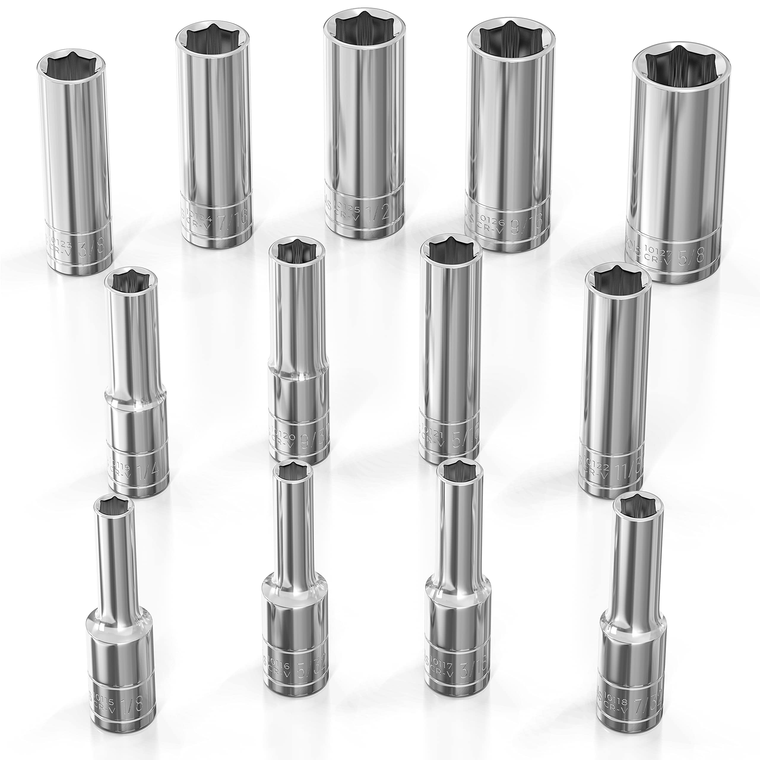Olsa Tools SAE deep socket set overview with chrome finish for durability