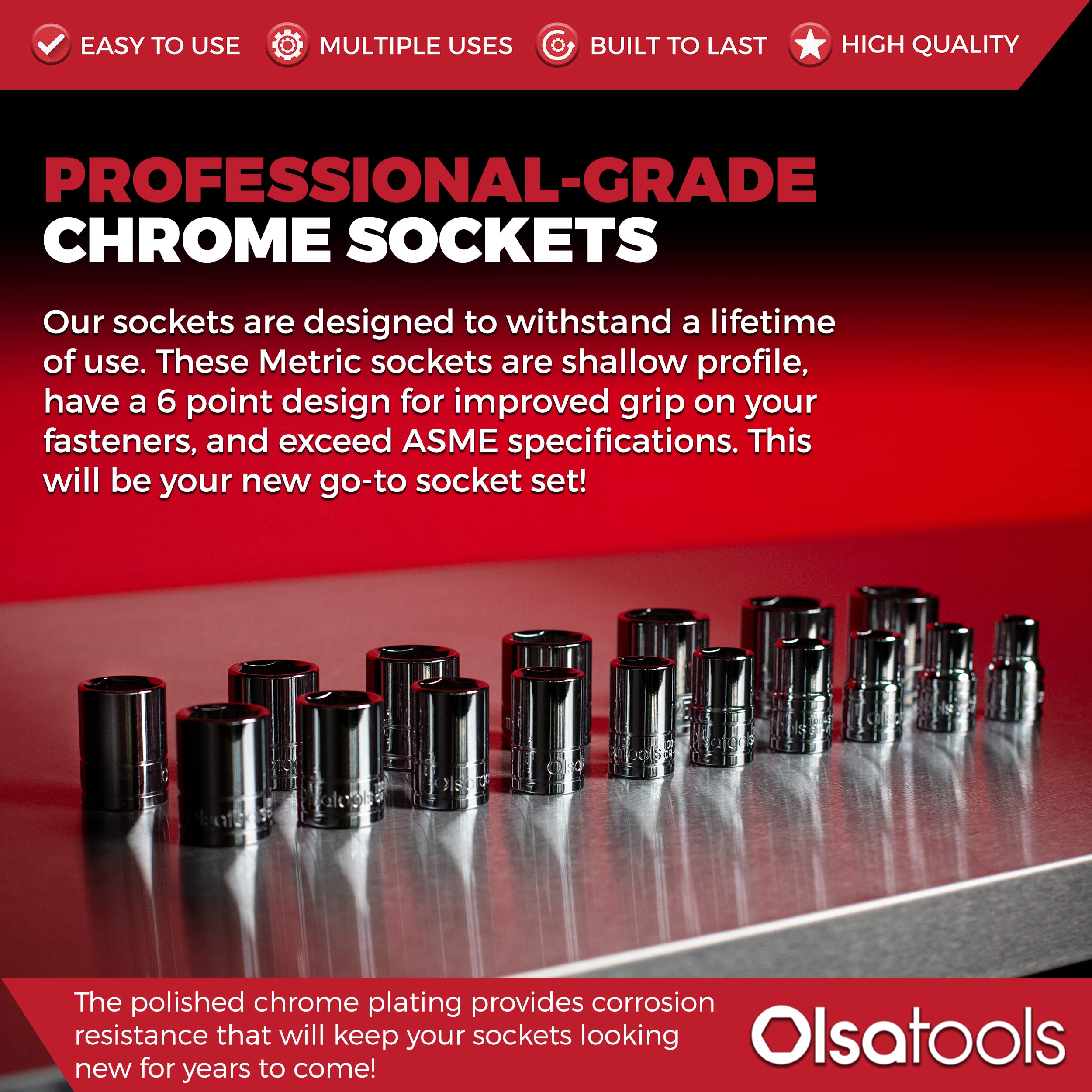 Olsa Tools size range 10–27 mm demonstrates complete metric coverage.