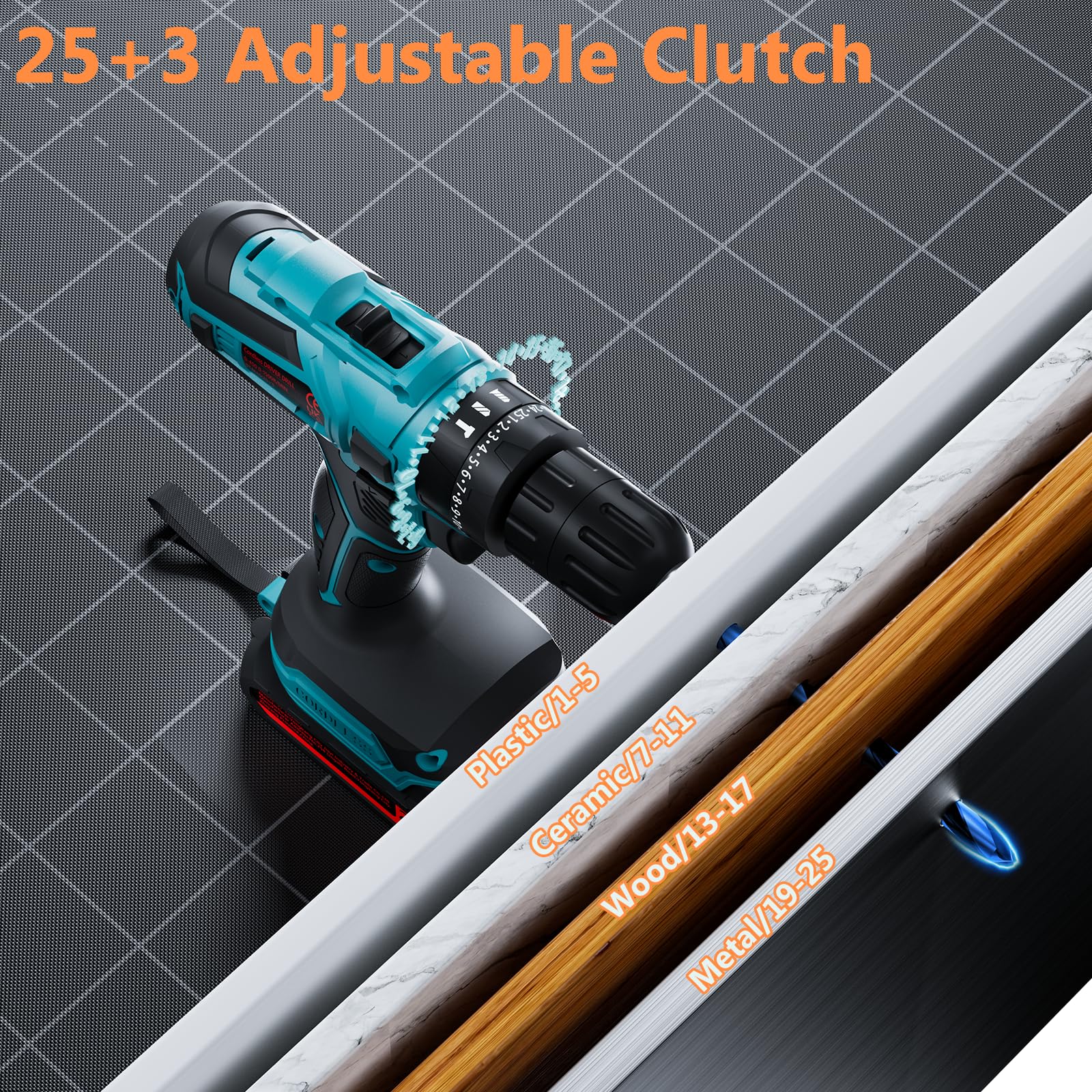 Olubfdh drill with two speed settings for screws or drilling