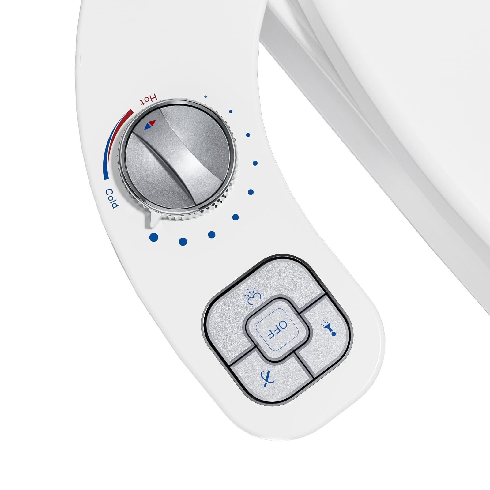 OLUFIA hot and cold bidet setup showing warm water capability and control.