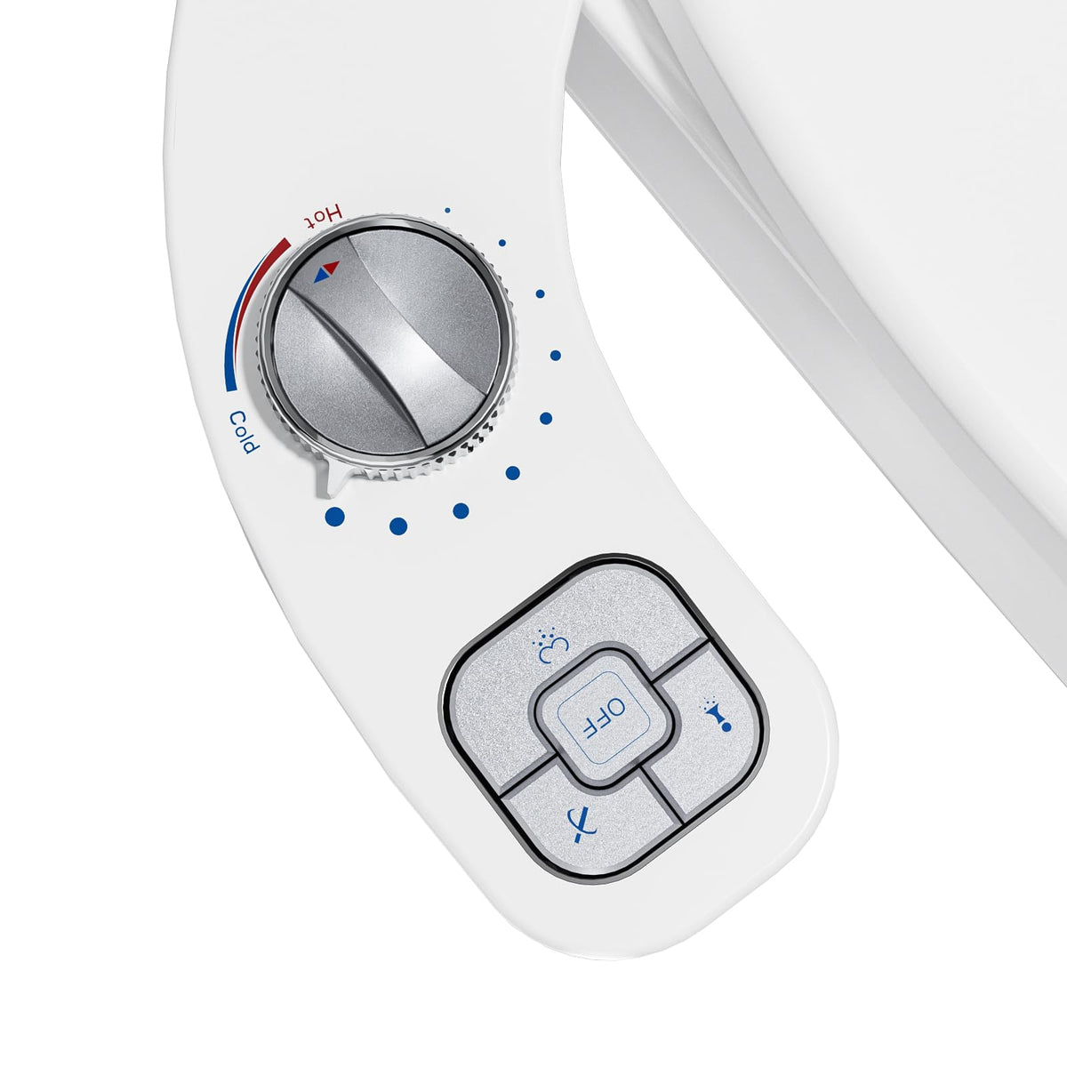 OLUFIA hot and cold bidet setup showing warm water capability and control.