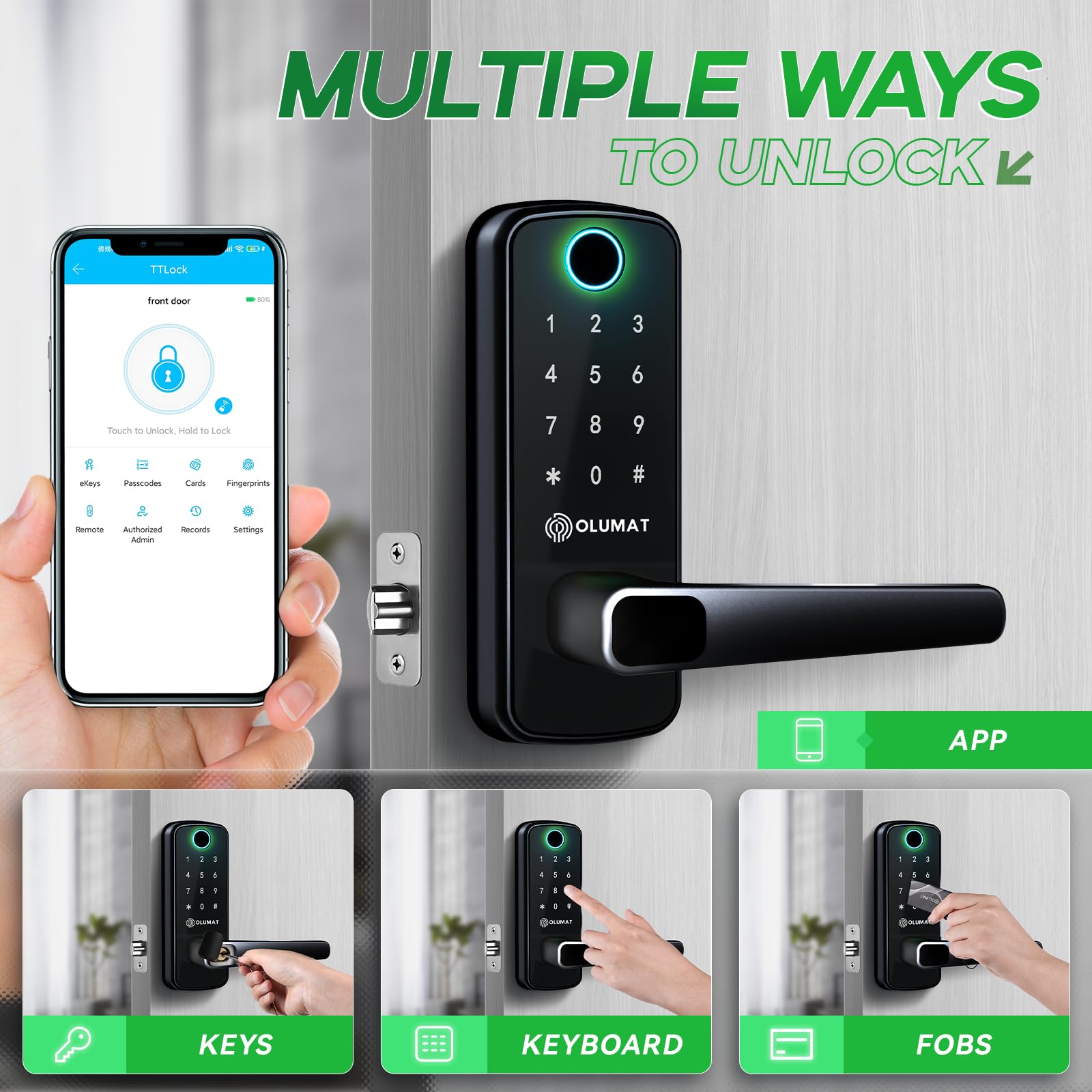 OLUMAT keypad entry provides secure code access from outside.