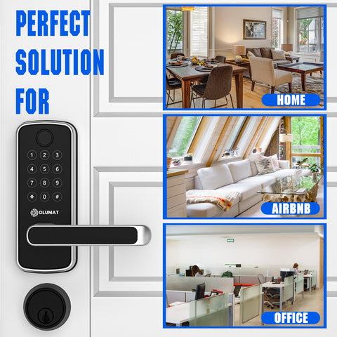 OLUMAT Smart Lock passcode entry shows keypad versatility for guests