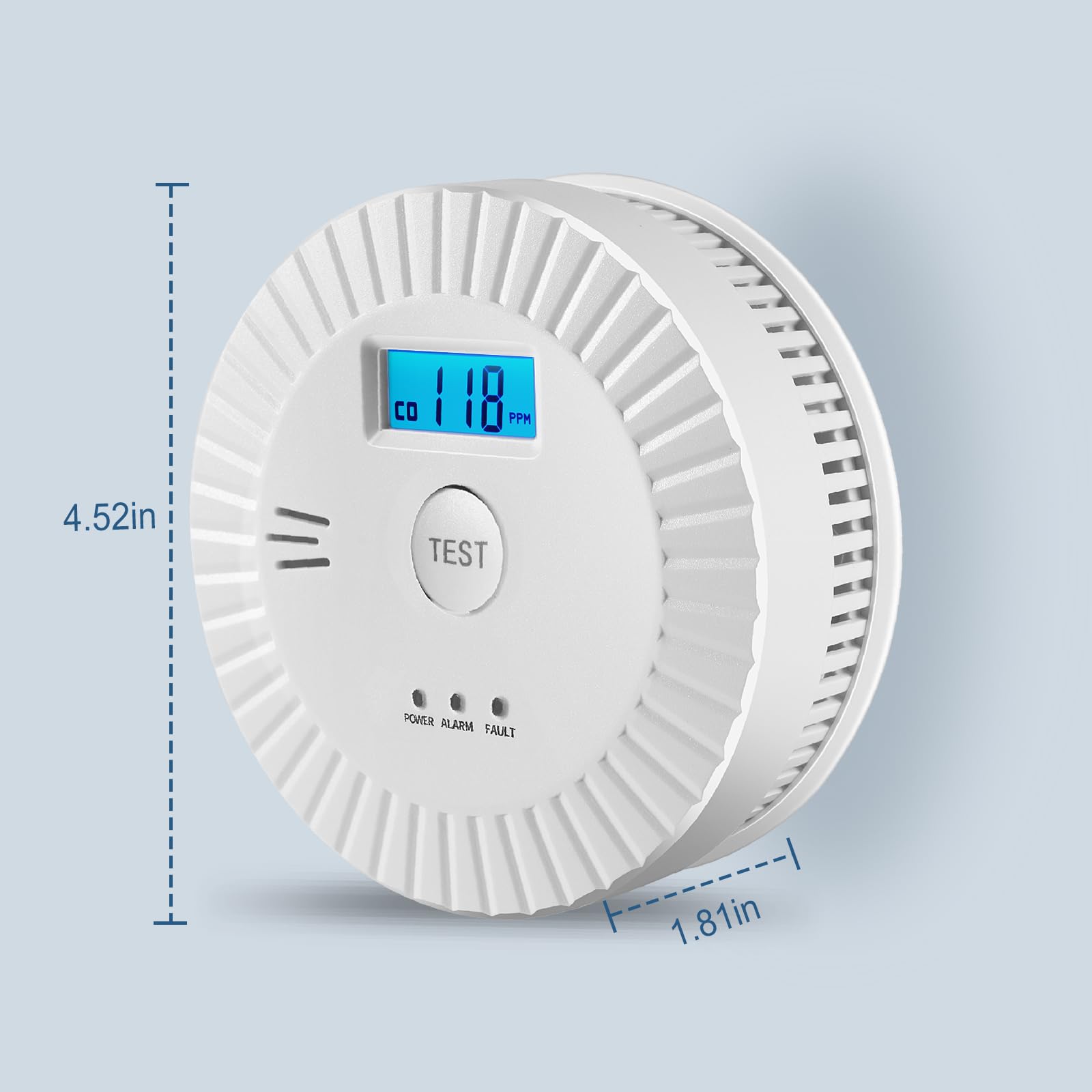 OLUNCLE CO and smoke detector on wall mount, easy to install in any room.