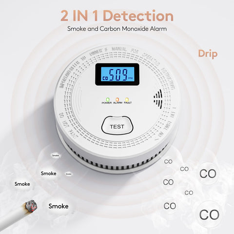 OLUNCLE dual sensors for rapid smoke and CO detection.
