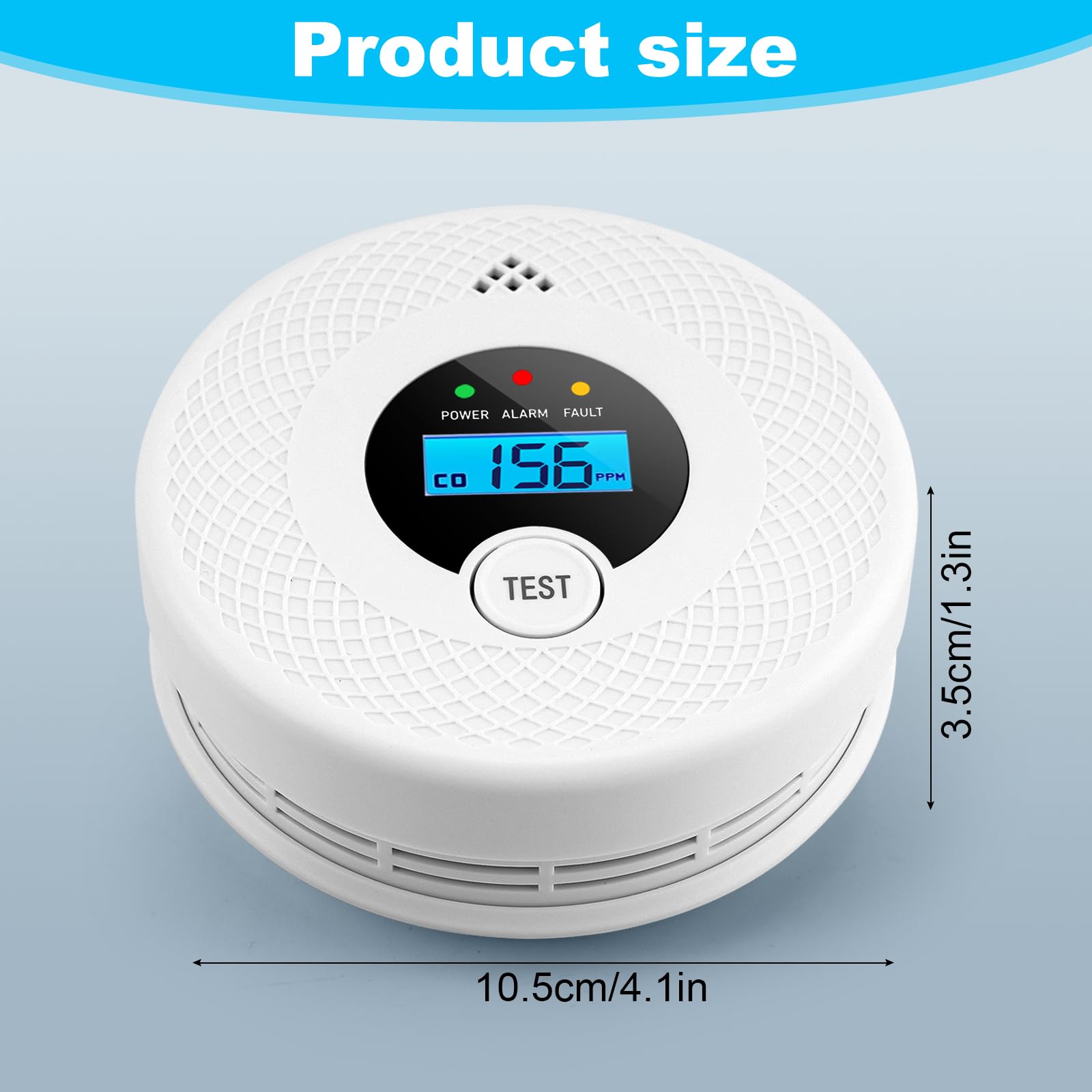 OLUNCLE LCD display shows smoke or CO readings
