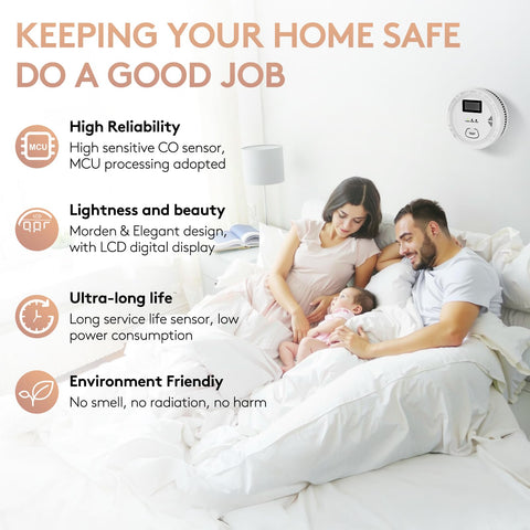 OLUNCLE smoke-co alarm digital display shows status at a glance.