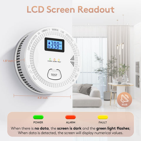 OLUNCLE smoke-co alarm with LED indicators helps quick notification during alerts.