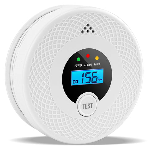 OLUNCLE smoke and CO detector with LCD display for real-time readings.