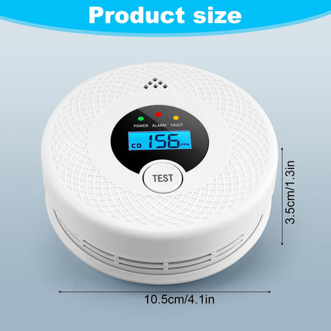 OLUNCLE smoke detector LCD display shows real time CO levels for quick awareness