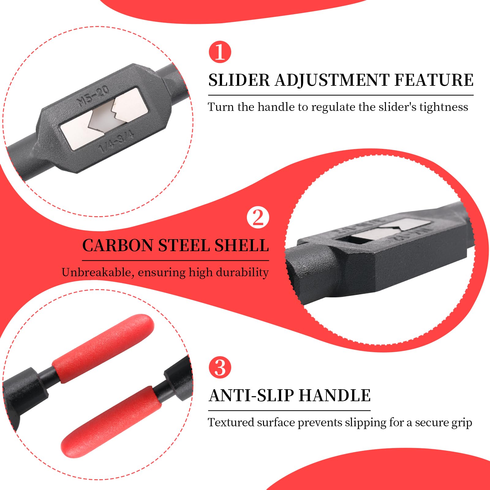 Olutacot plastic-dipped-handle ensures comfortable grip in damp workshop conditions.
