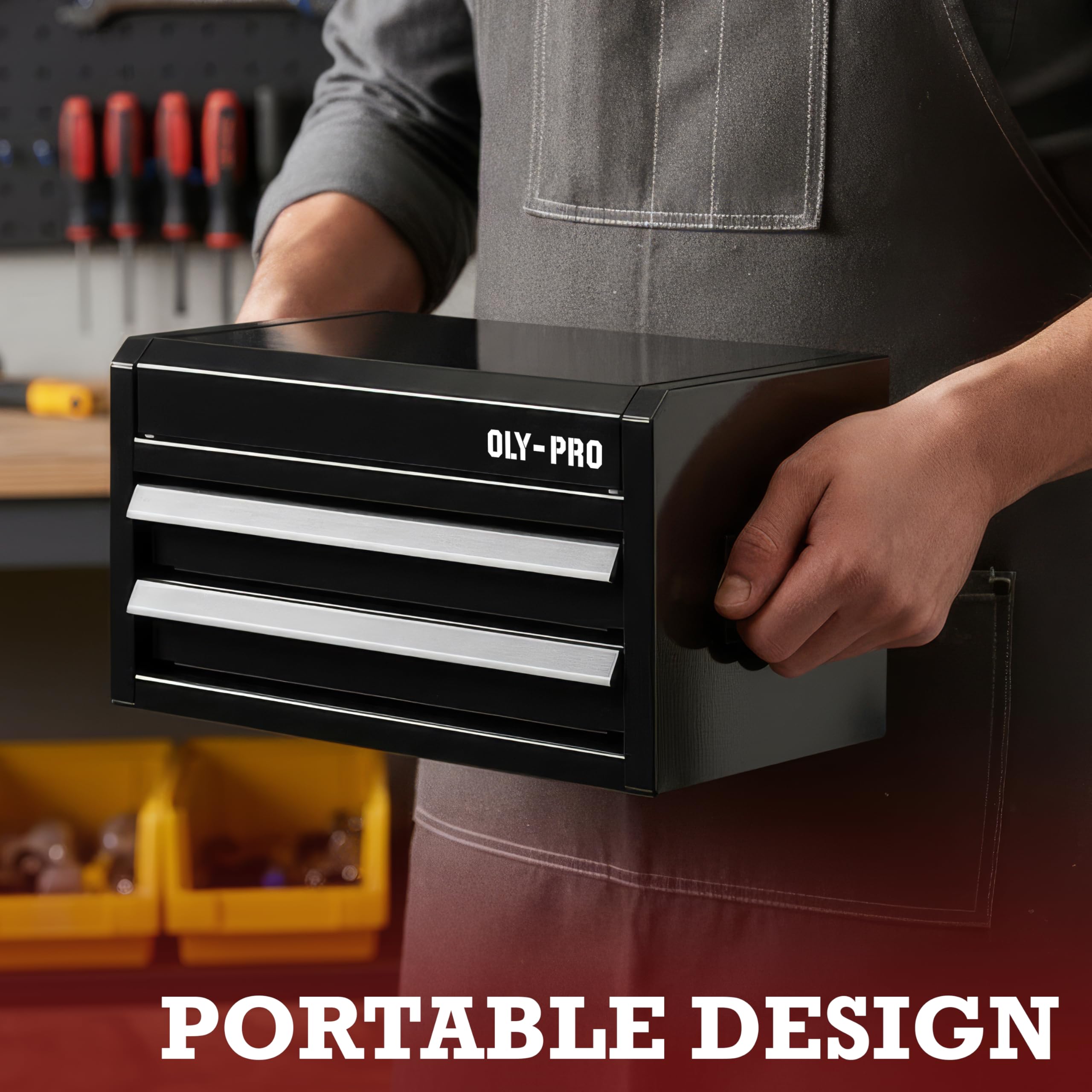 OLY-PRO Mini Toolbox rust-resistant shell keeps contents safe.