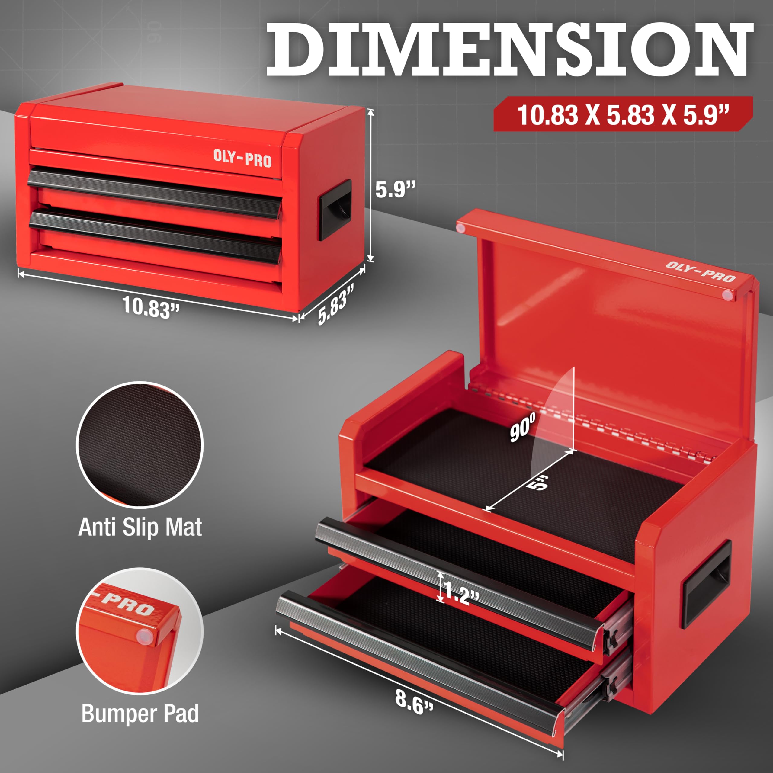 OLY-PRO mini toolbox rust-resistant-steel construction for lasting durability