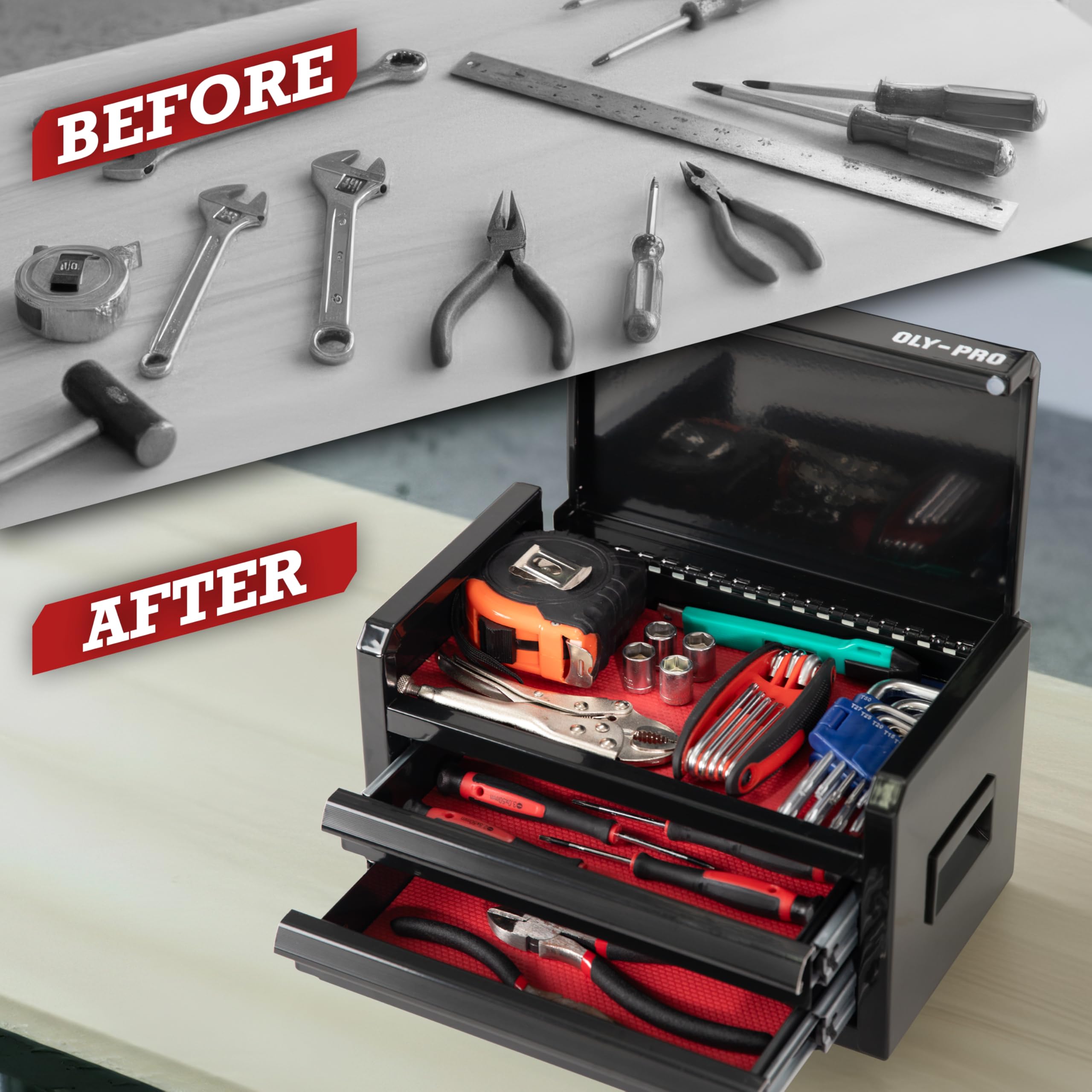 OLY-PRO Mini Toolbox versatile storage for tools and cosmetics.