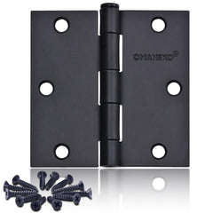 OMANSKO 24-pack black hinges for 3.5 x 3.5 inch doors, square 6-hole mounting.