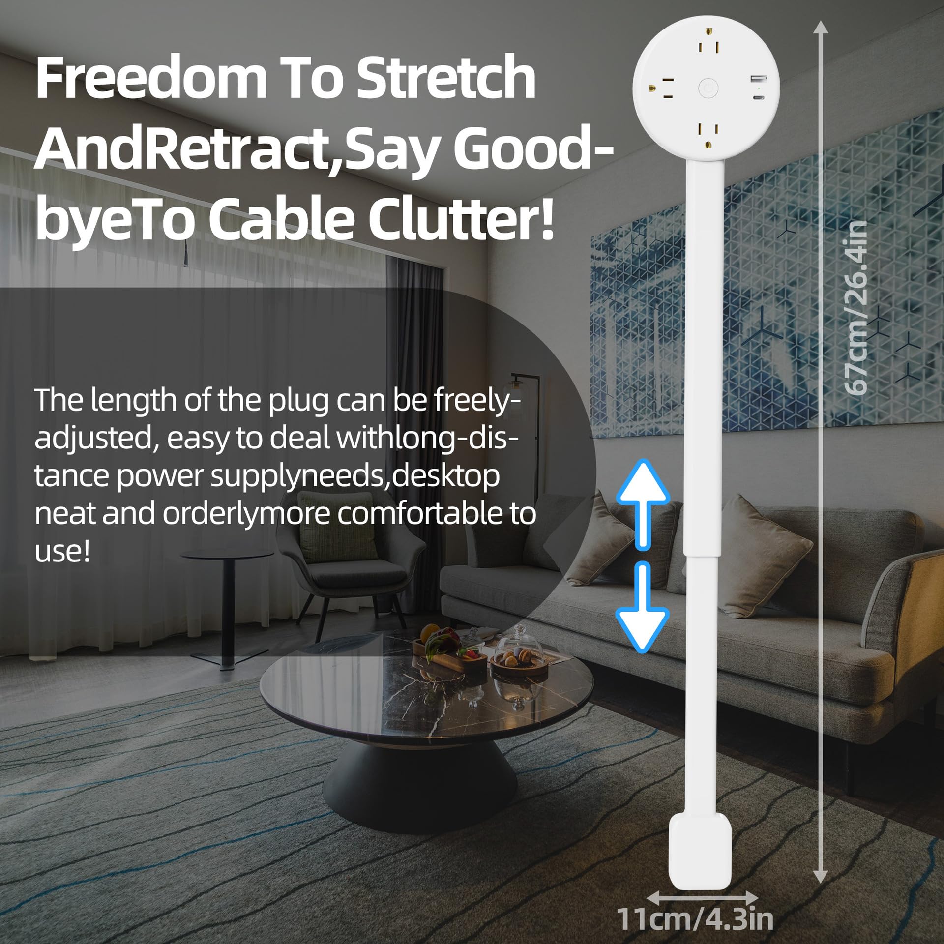 OMCCXO extender behind a couch providing easy outlet access