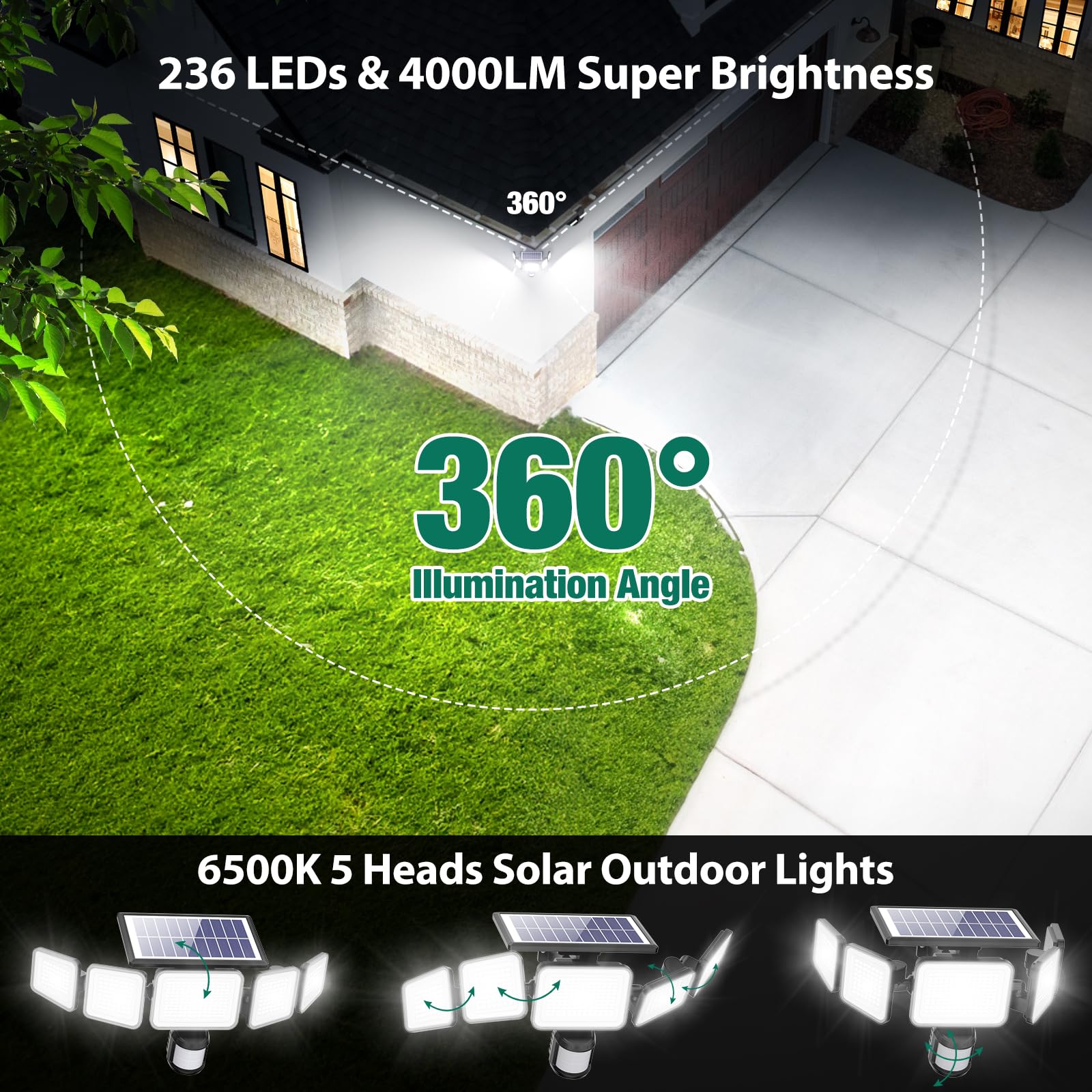 omibee 360-degree beam angle for wide yard illumination.