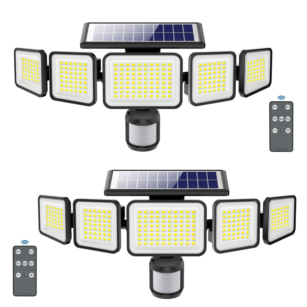 omibee 4000LM outdoor solar lights with five heads for broad coverage.