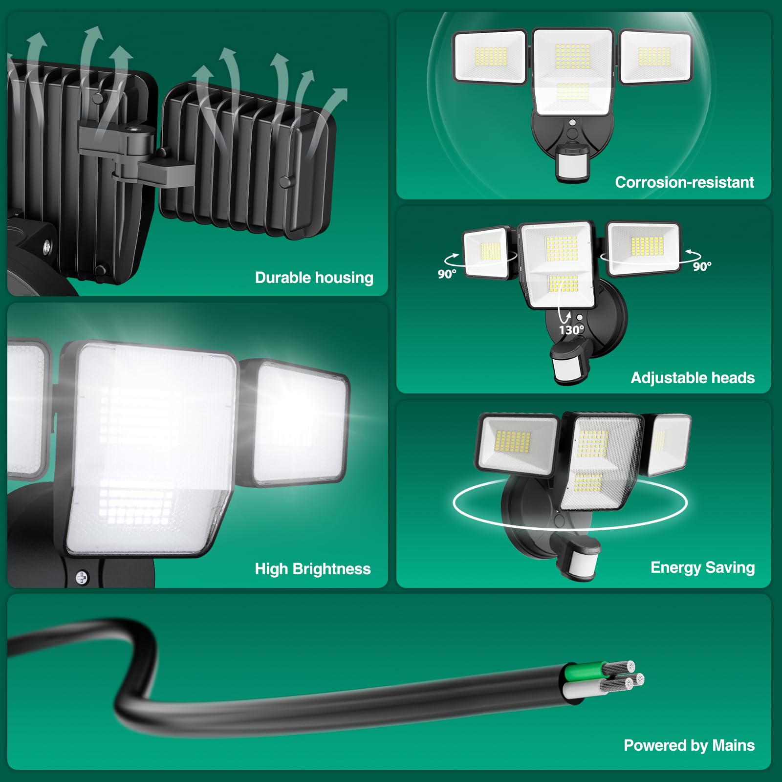 Omibee four-head design enabling wide coverage for outdoor spaces.