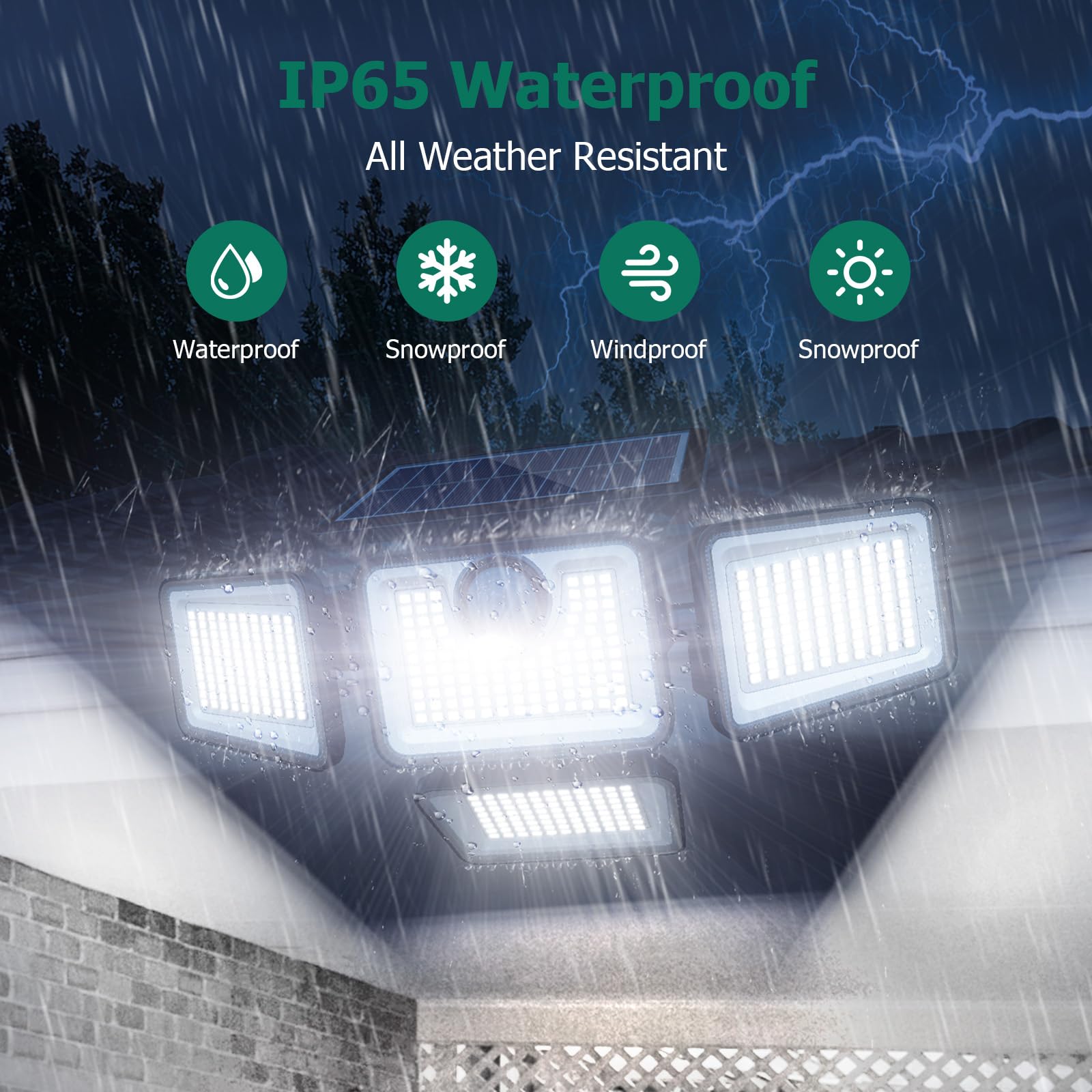 omibee IP65 waterproof solar light withstands rain and wind