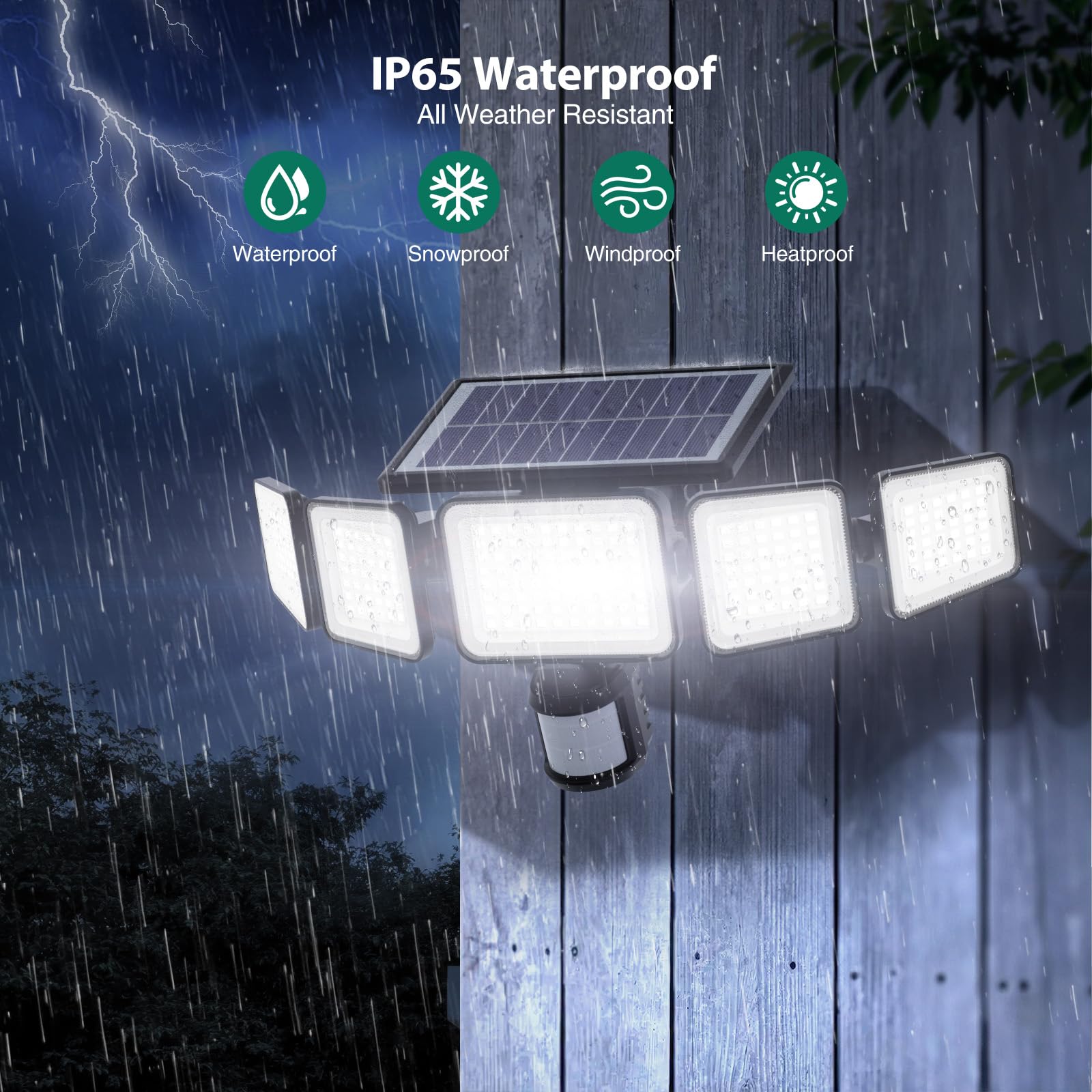 Omibee solar flood lights IP65 waterproof, built to withstand weather