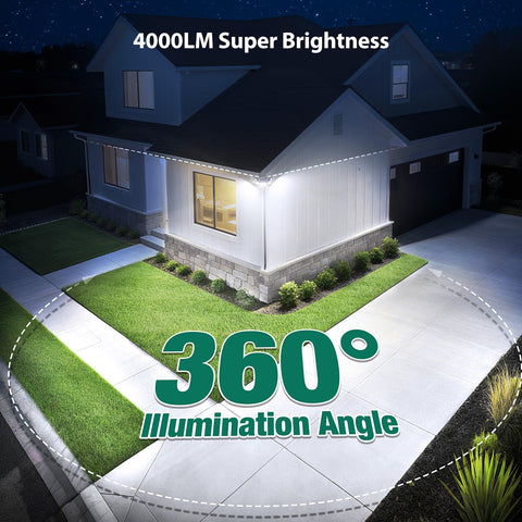 Omibee solar flood lights mounted on wall providing wide area illumination