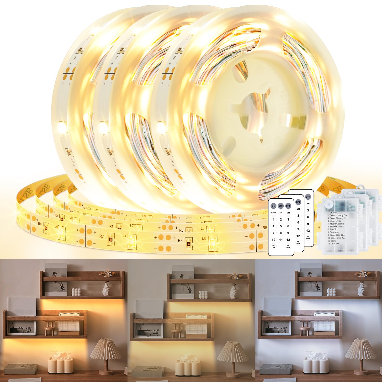 OMIKA battery-powered LED strip with remote for versatile lighting