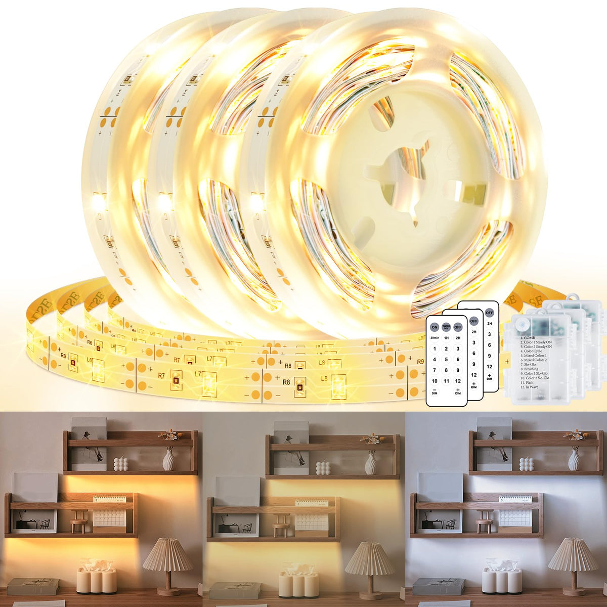 OMIKA battery-powered LED strip with remote for versatile lighting