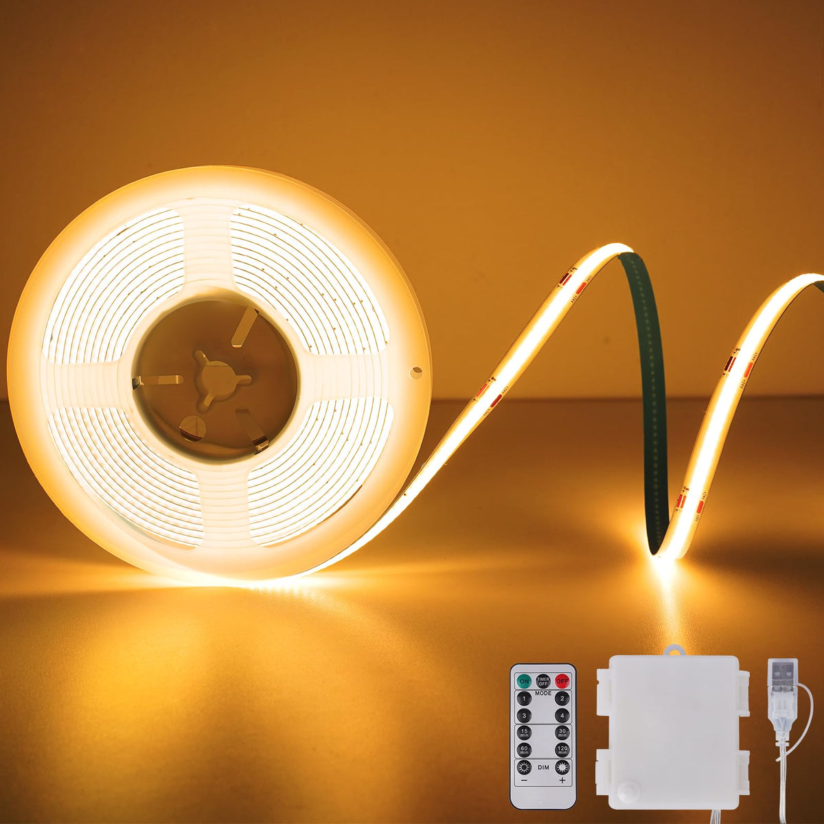 OMIKA COB LED strip with remote control for versatile room lighting
