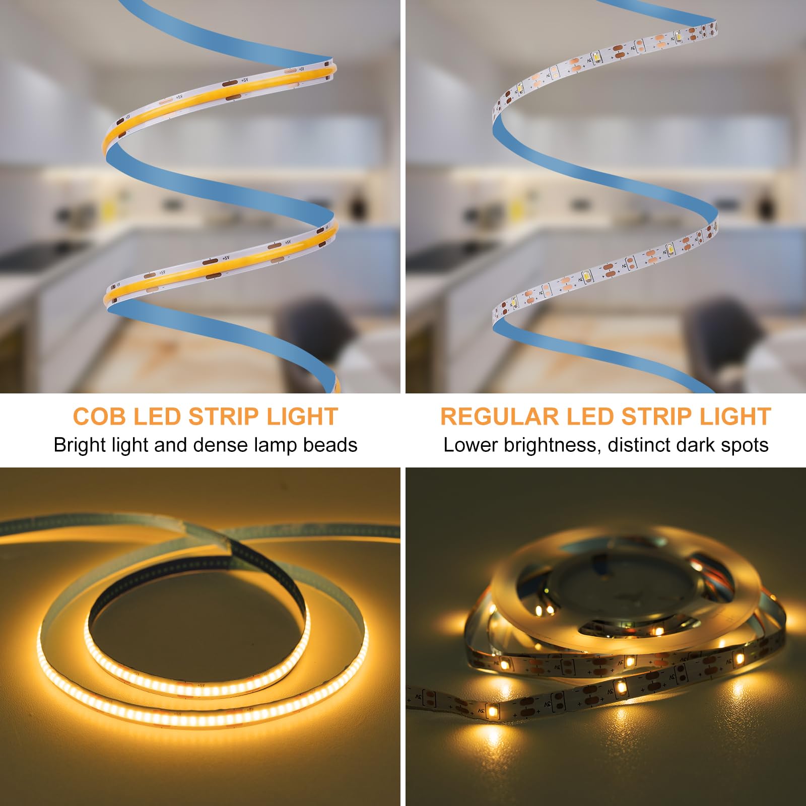 OMIKA COB LED strip USB-powered option for quick setup