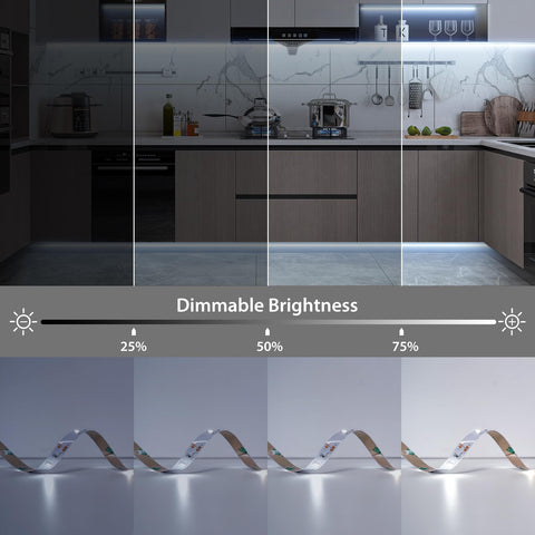 OMIKA shelves and cupboards highlighted by LED strip lighting