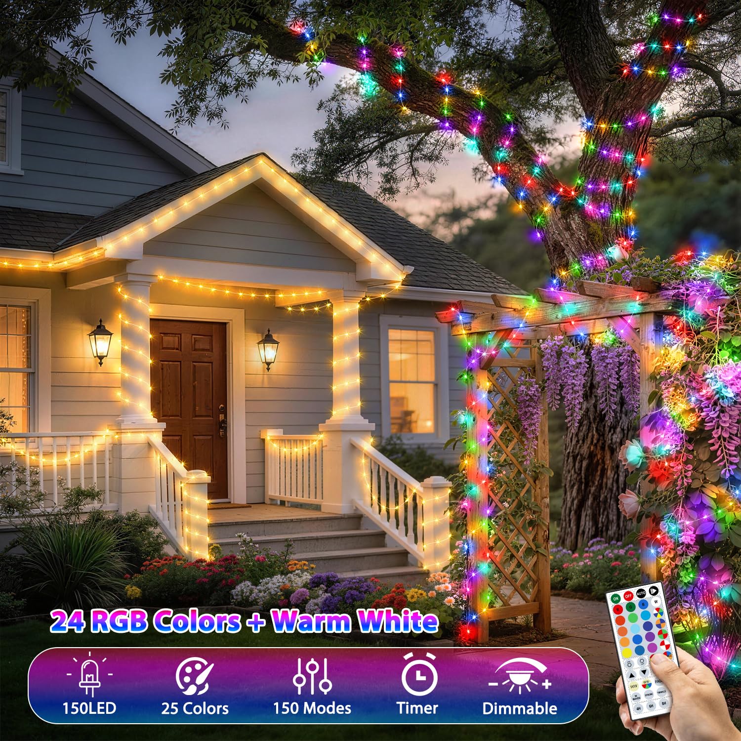 OMIKA silver-wire fairy lights flexibly shaped around decor