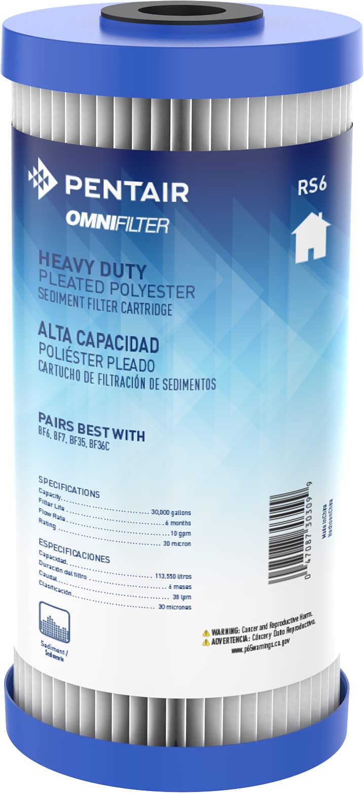 OMNIFilter RS6 cartridge close-up showing pleated media for dirt capture