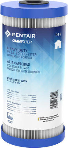 OMNIFilter RS6 cartridge close-up showing pleated media for dirt capture