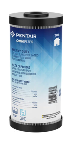 OMNIFilter TO6 carbon water filter cartridge for 10-inch housing improves taste and odor.