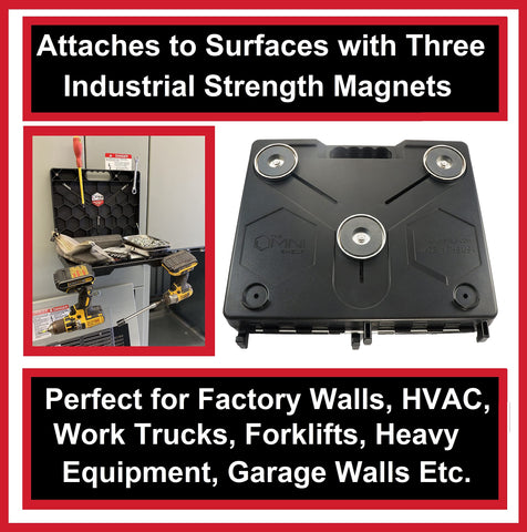 The OmniShelf inside magnets provide handy tool storage.