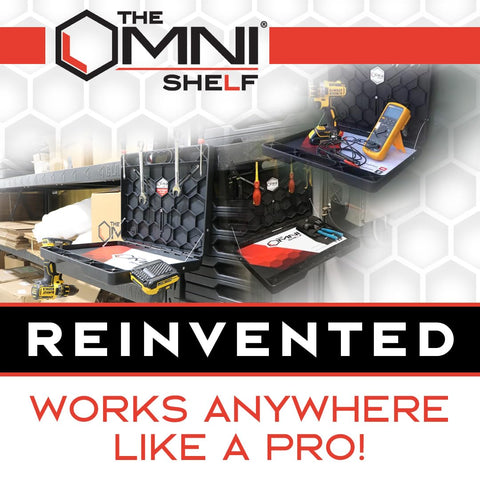The OmniShelf securely holds laptops and tablets for hands-free use.