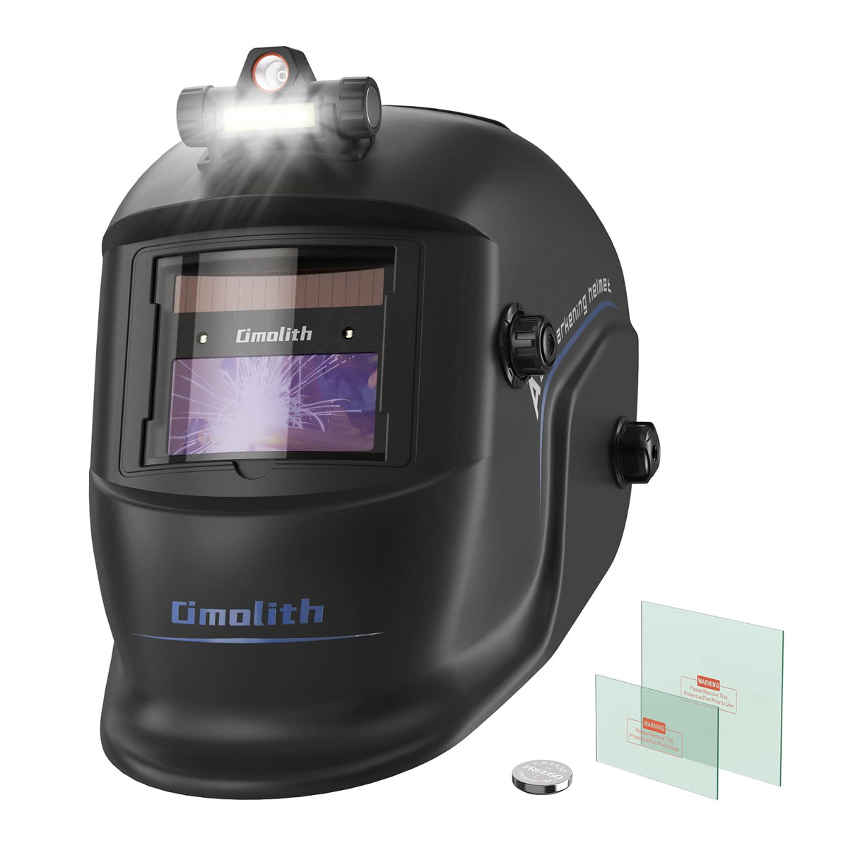 Omolith welding helmet with a large view for precise TIG and MIG work
